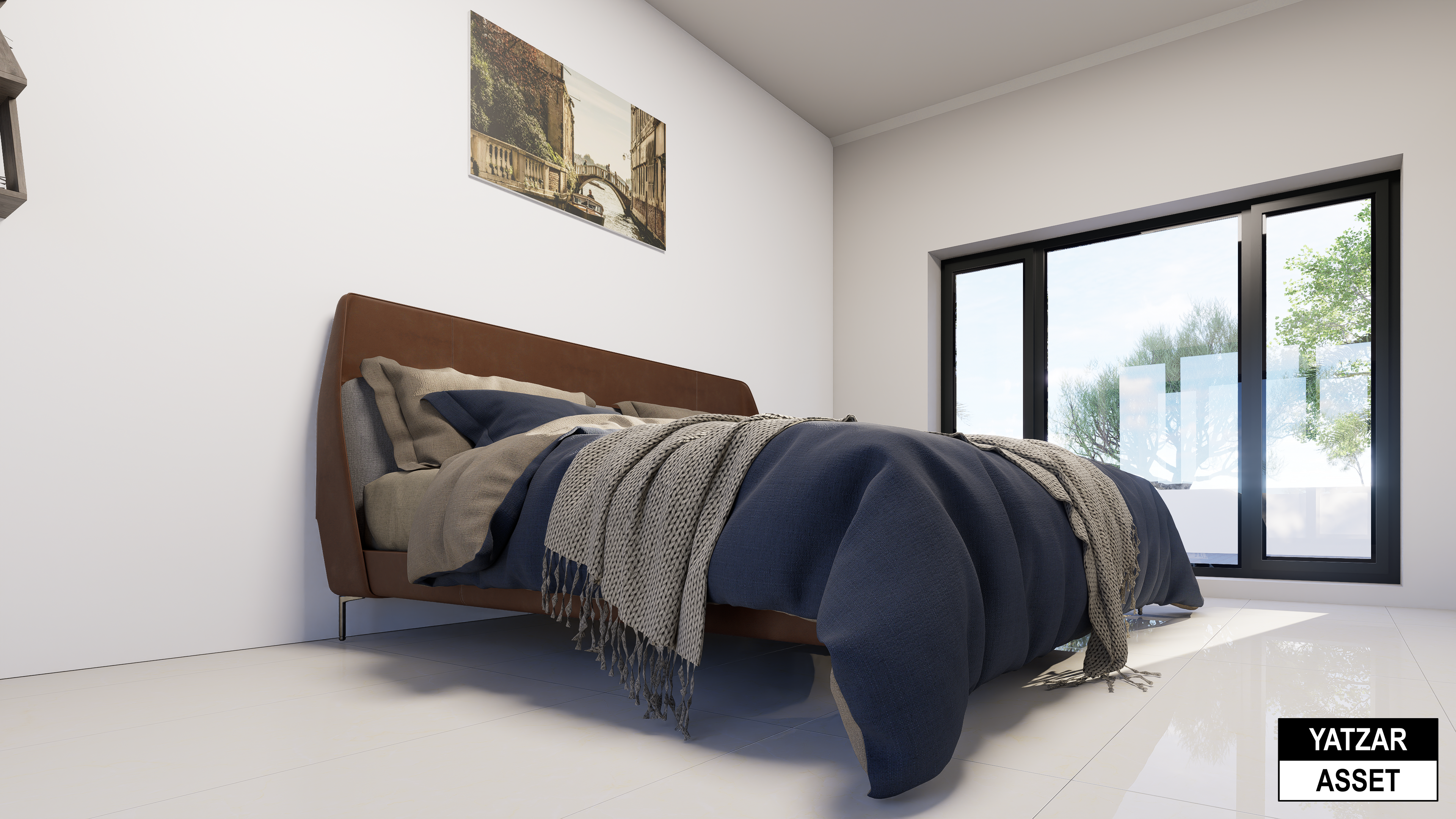 Yatzar Asset | Modern Sloped Roof 1BHK House | Blender 3D Model | 1348 sq.ft.