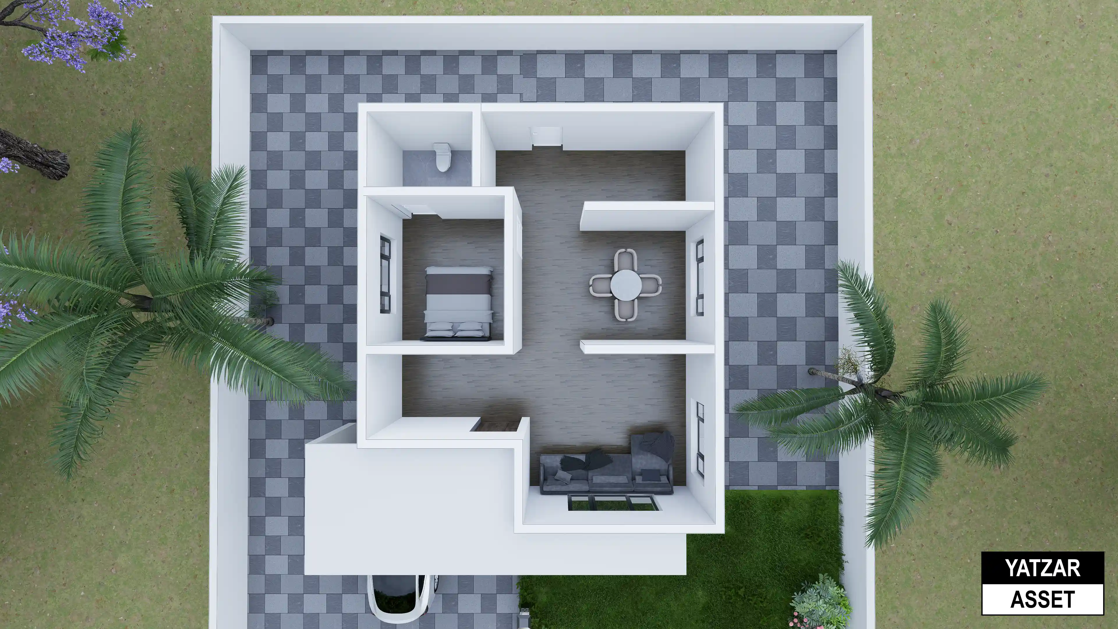 Yatzar Asset | Modern 1BHK House | Blender 3D Model | 1031 sq.ft.