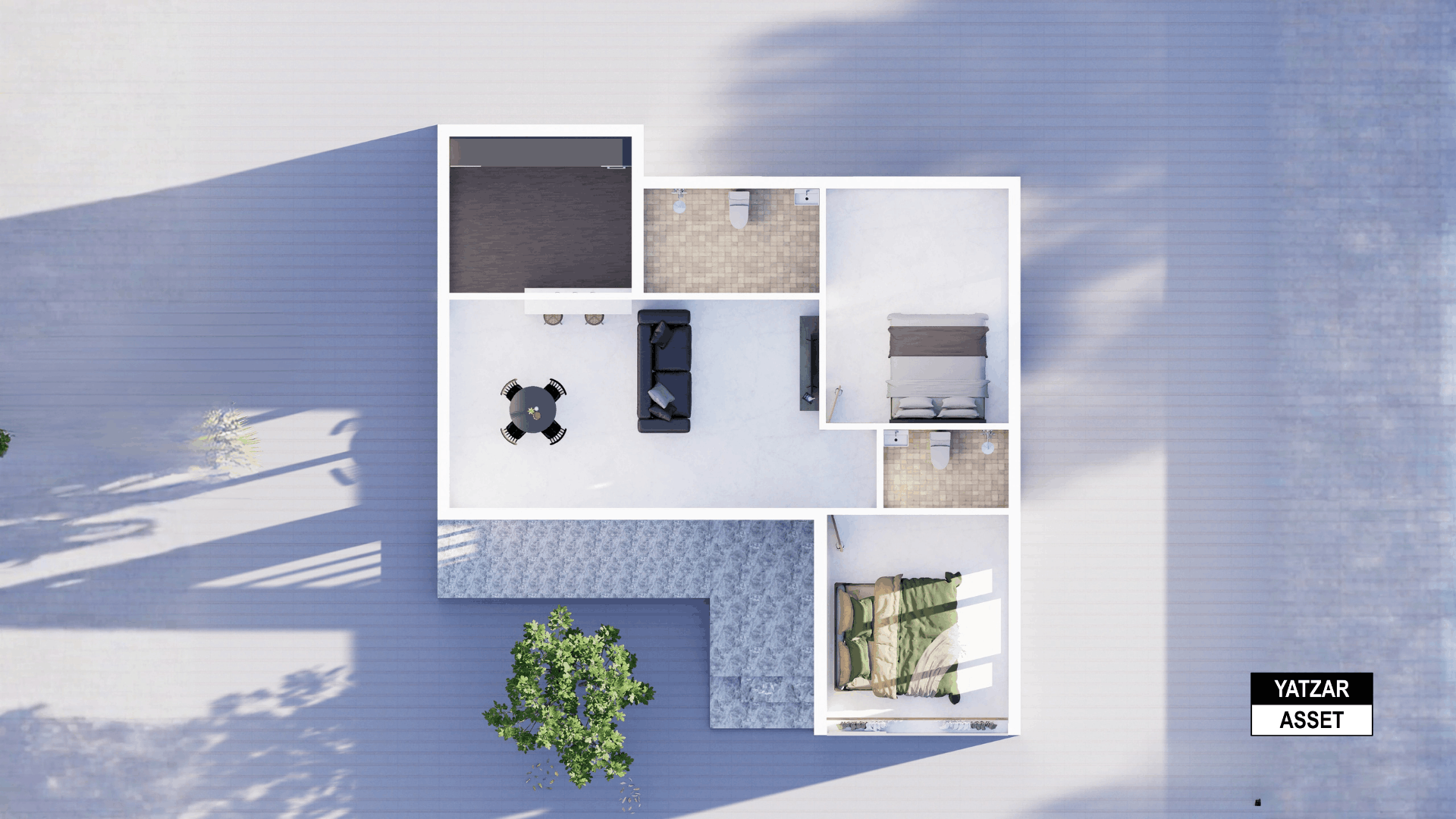 Yatzar Asset | Modern 2BHK House | Blender 3D Model | 1161 sq.ft.