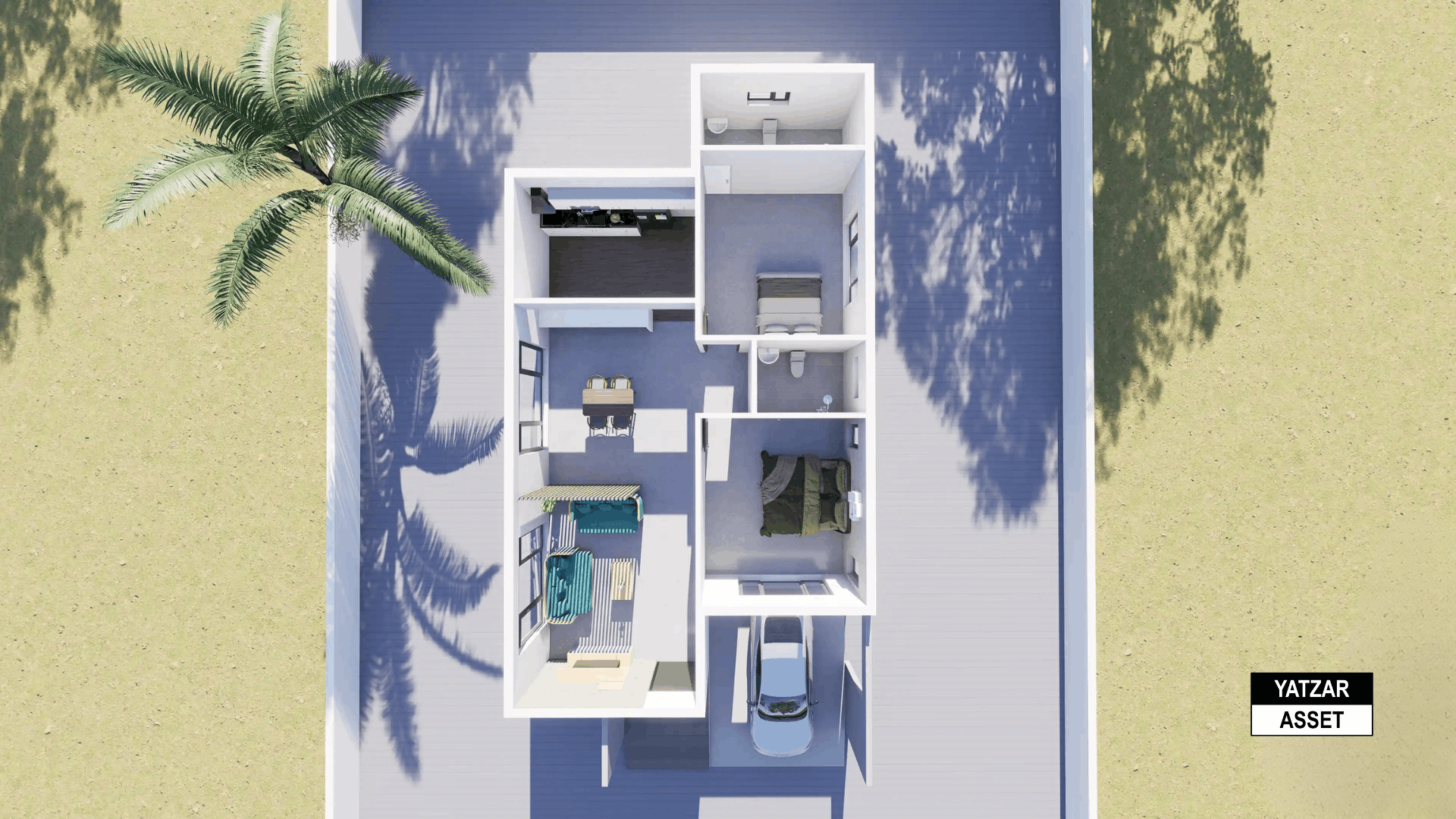 Yatzar Asset | Modern 2BHK House | Blender 3D Model | 1619 sq.ft.