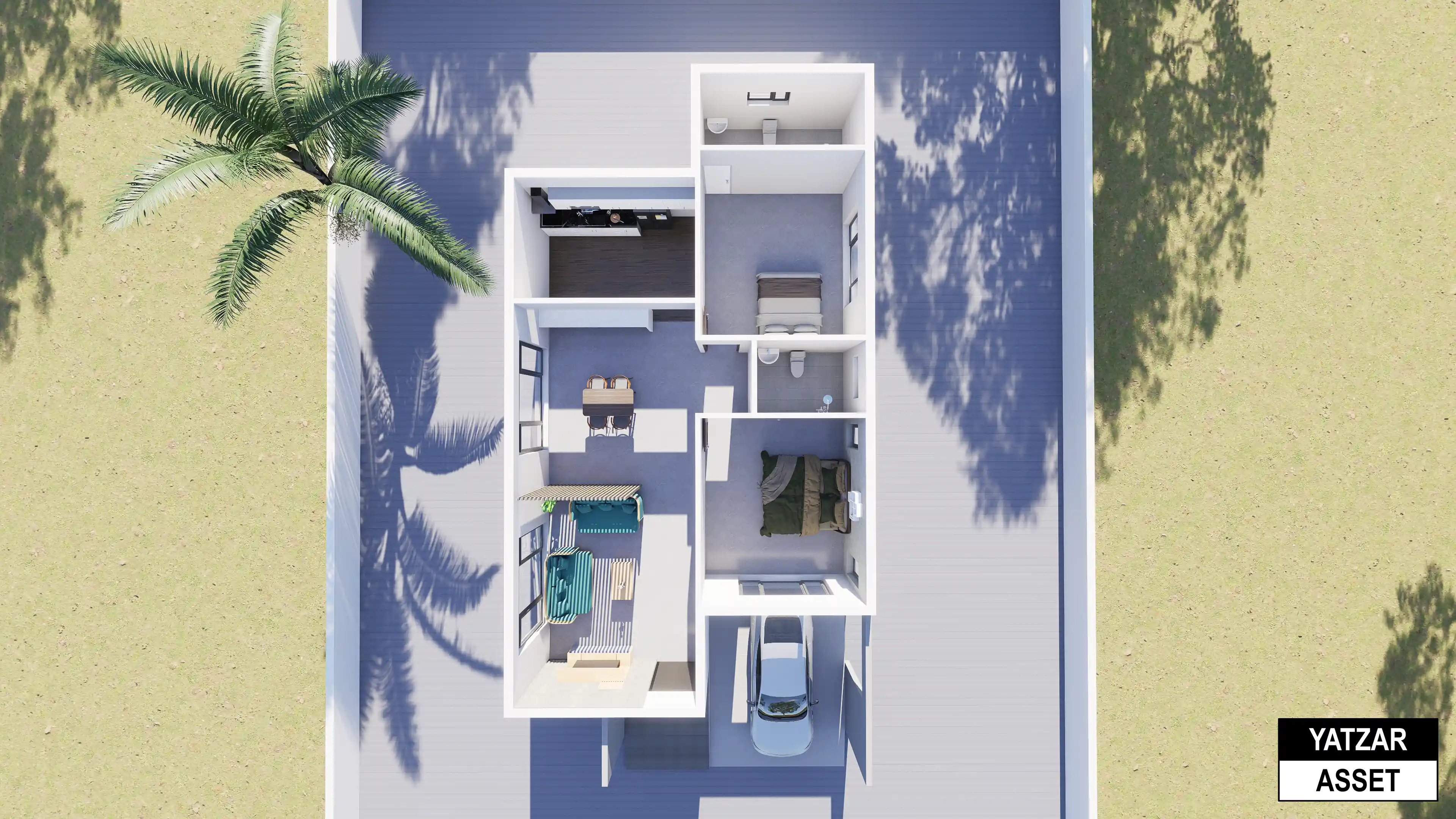 Yatzar Asset | Modern 2BHK House | Blender 3D Model | 1619 sq.ft.