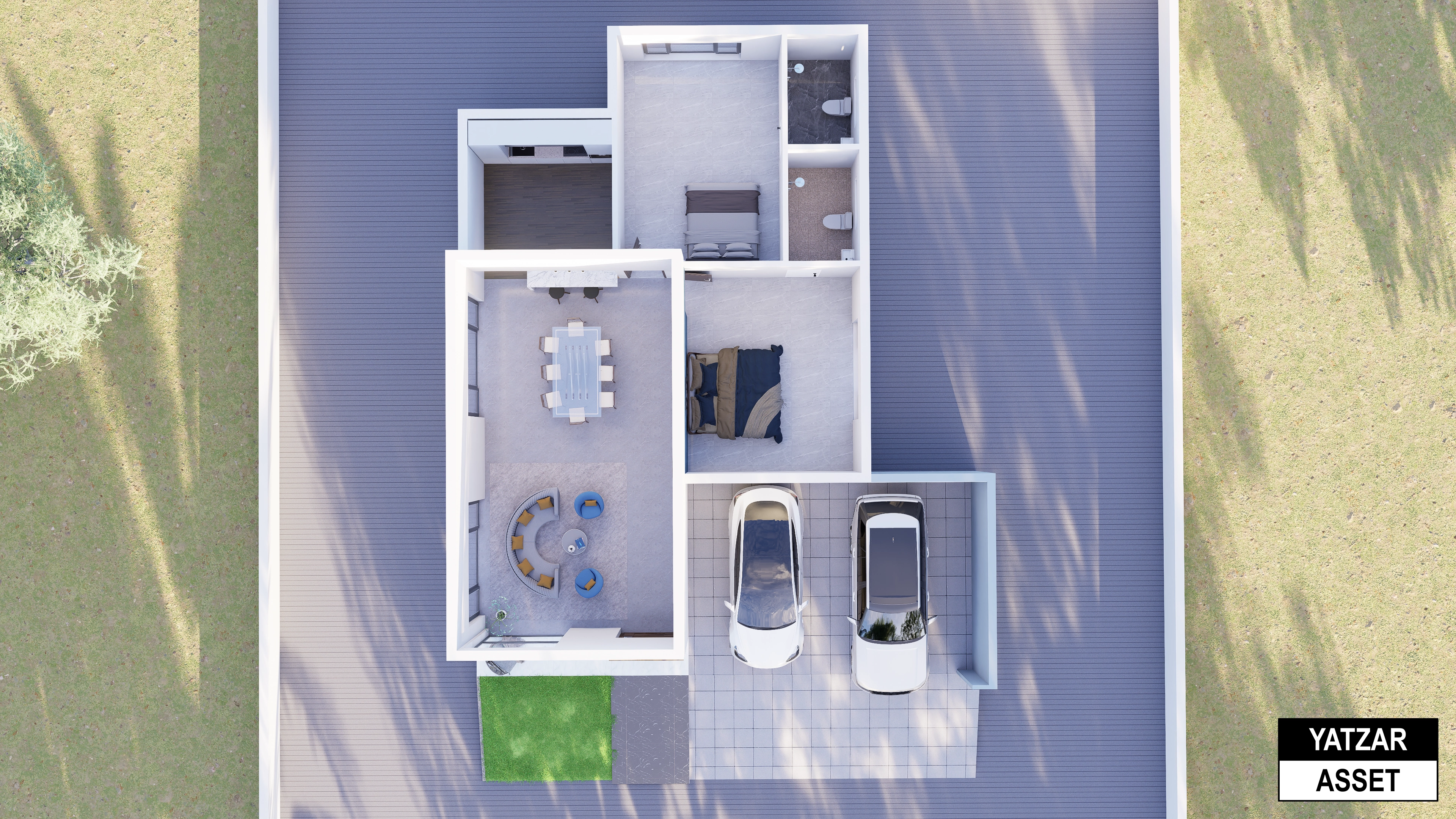 Yatzar Asset | Modern 2BHK House | Blender 3D Model | 1815 sq.ft.