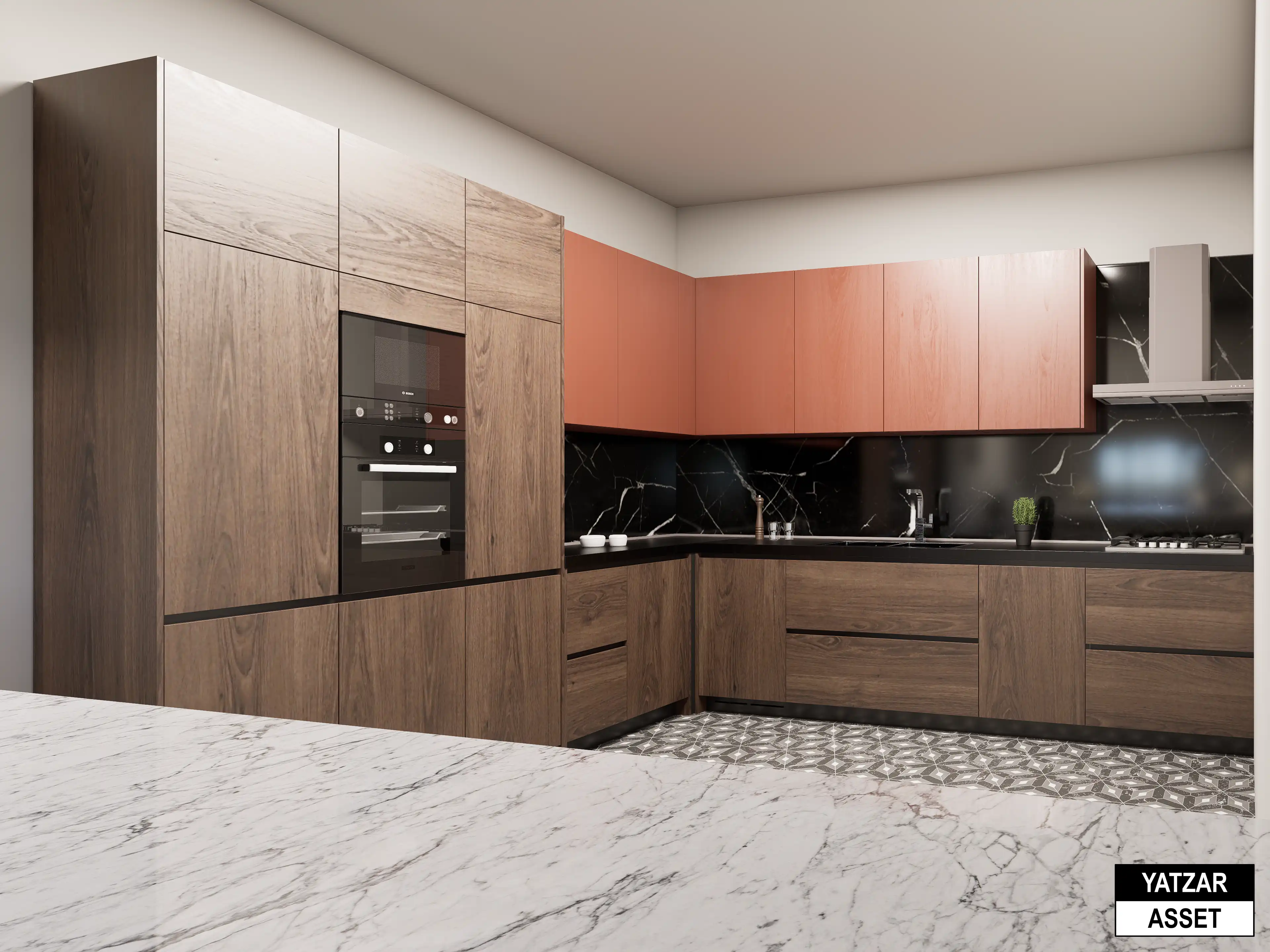 Yatzar Asset | Modern Sloped Roof 1BHK House | Blender 3D Model | 1264 sq.ft.