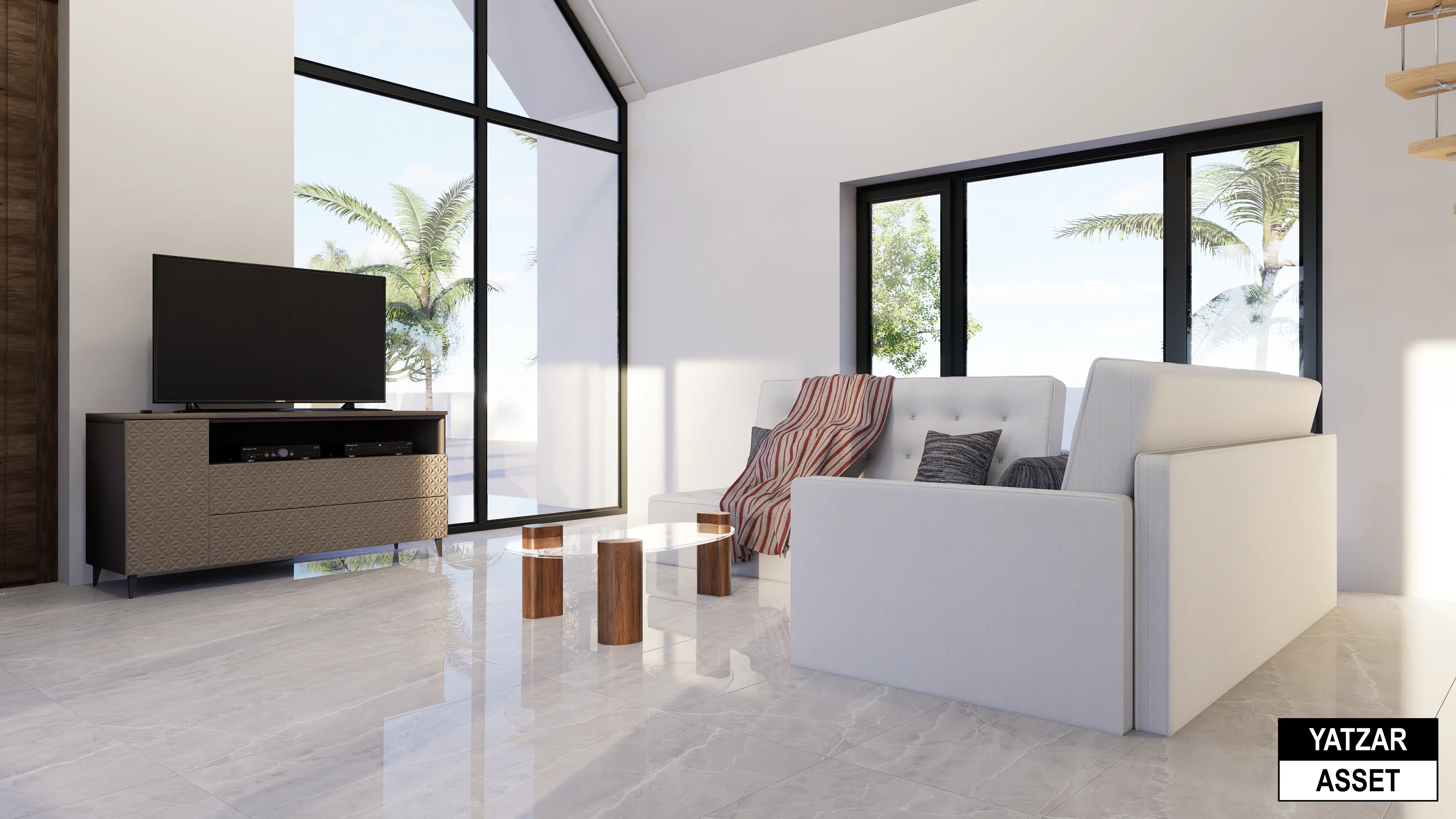 Yatzar Asset | Modern Sloped Roof 1BHK House | Blender 3D Model | 1348 sq.ft.