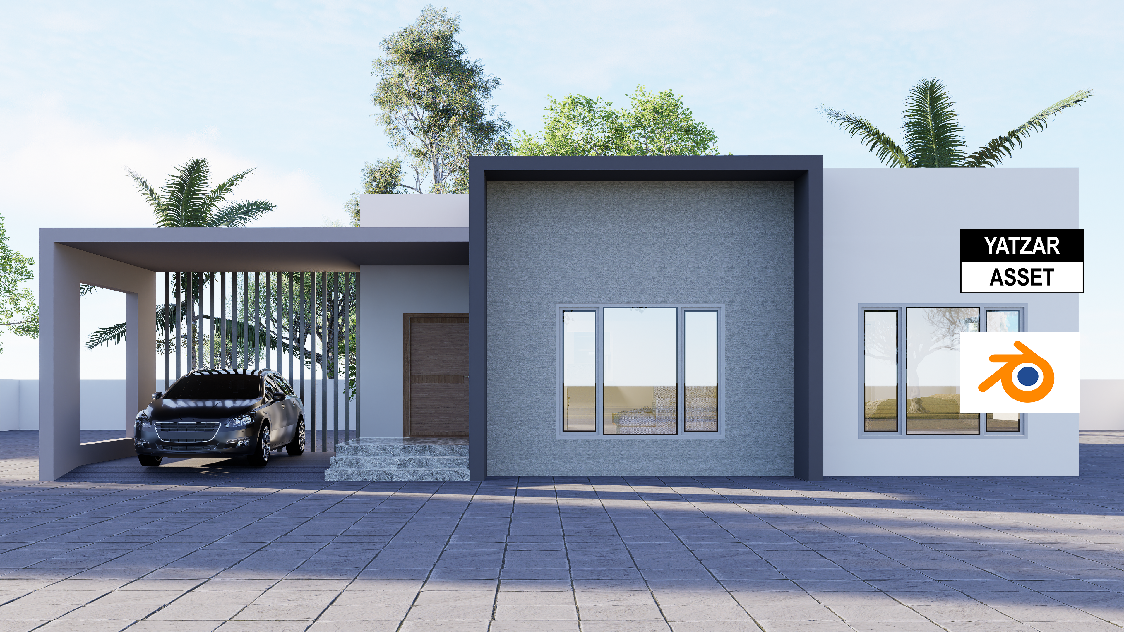 Yatzar Asset | Modern 2BHK House | Blender 3D Model | 1700 sq.ft.
