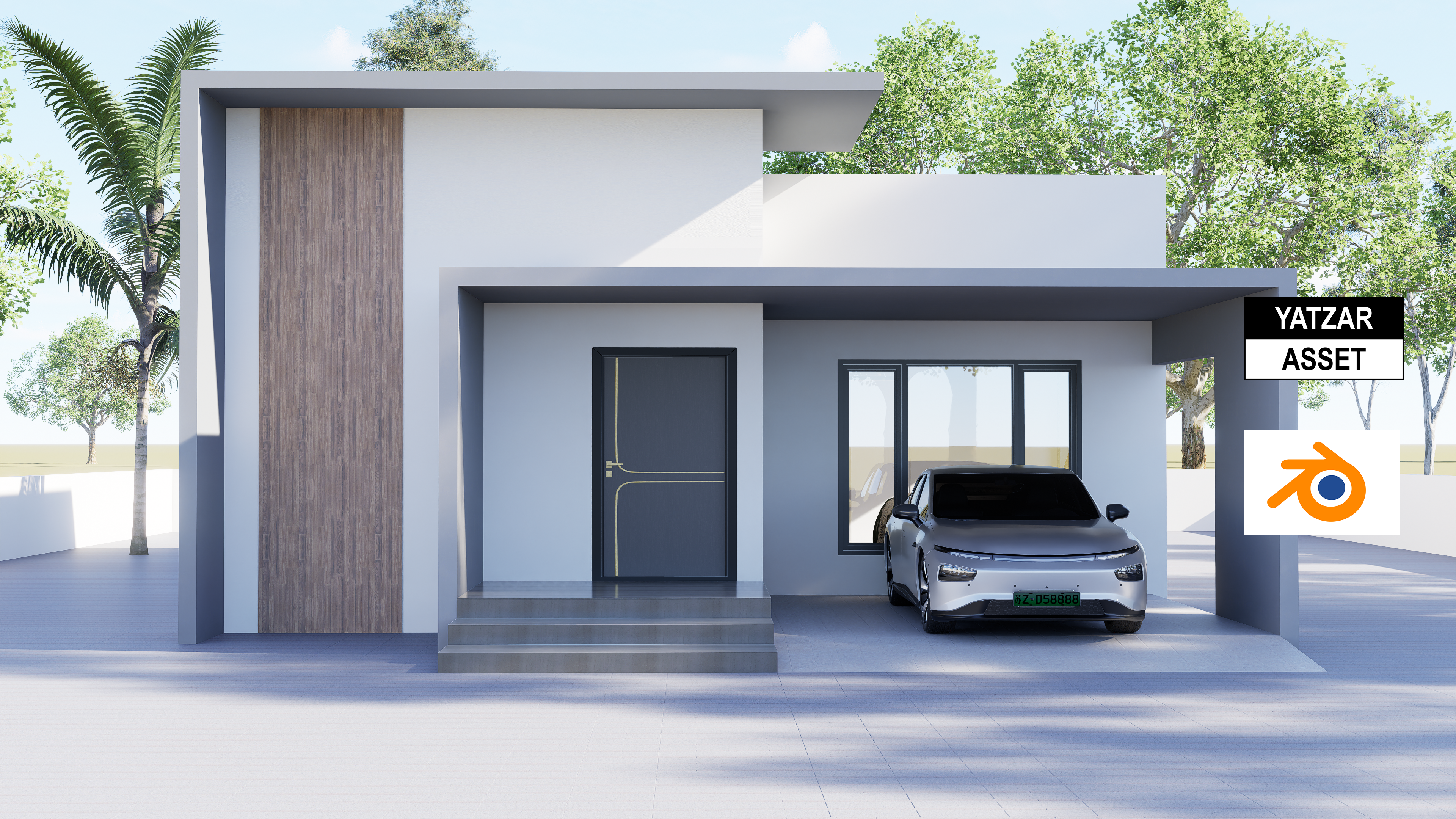 Yatzar Asset | Modern 2BHK House | Blender 3D Model | 1619 sq.ft.