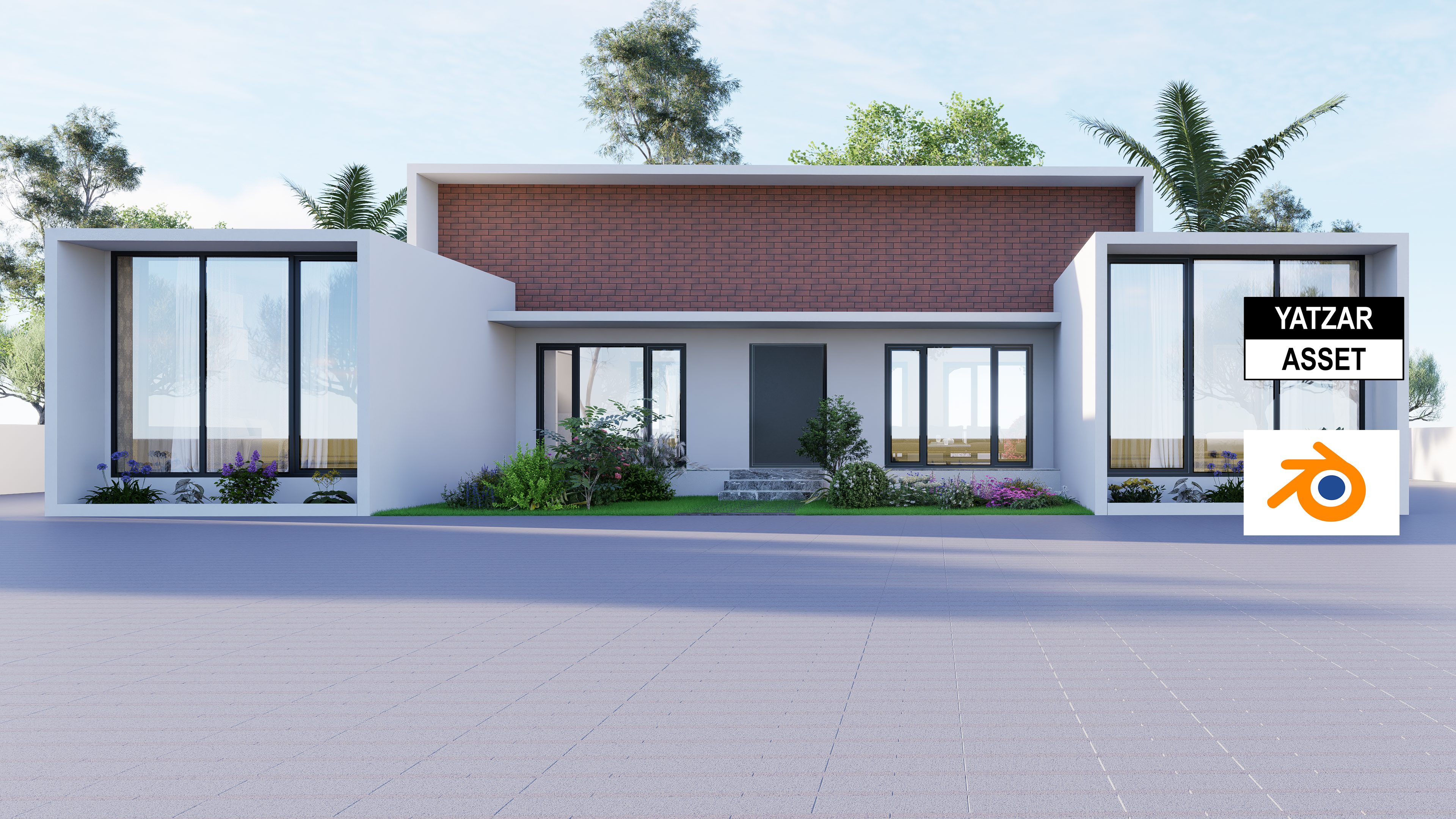 Yatzar Asset | Modern 2BHK House | Blender 3D Model | 1539 sq.ft.