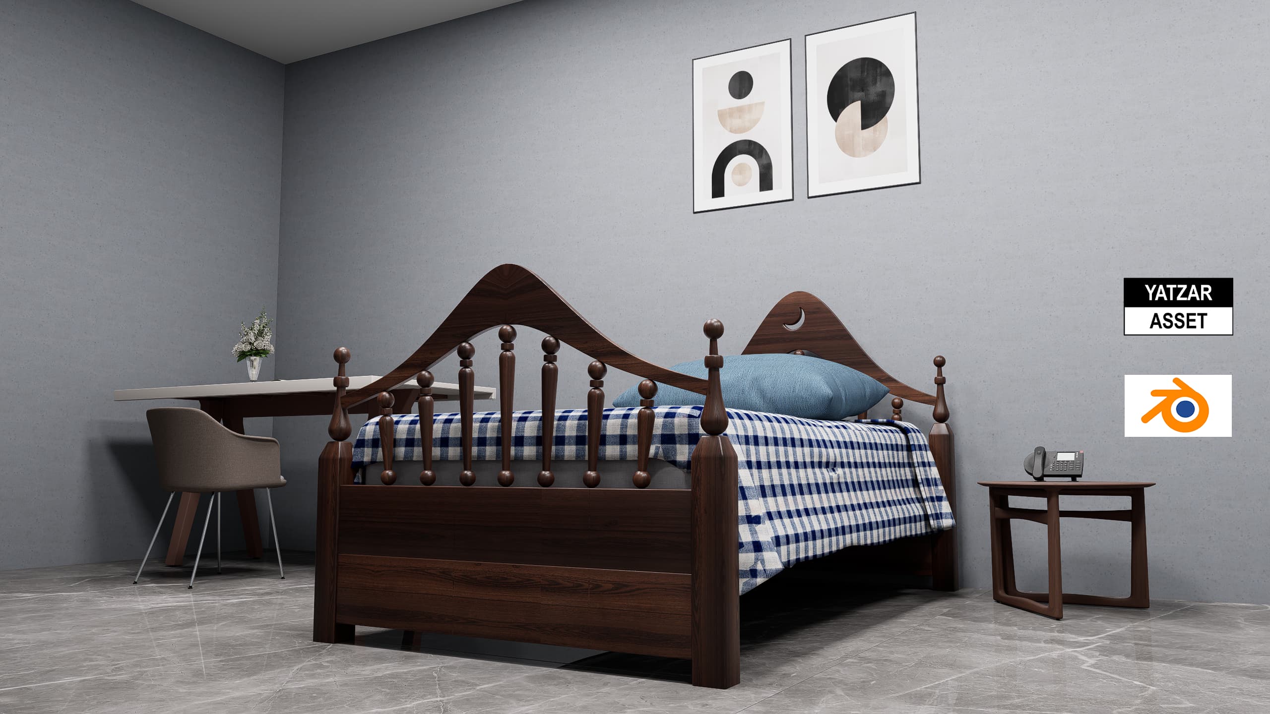 Yatzar Asset Bed | Blender Model