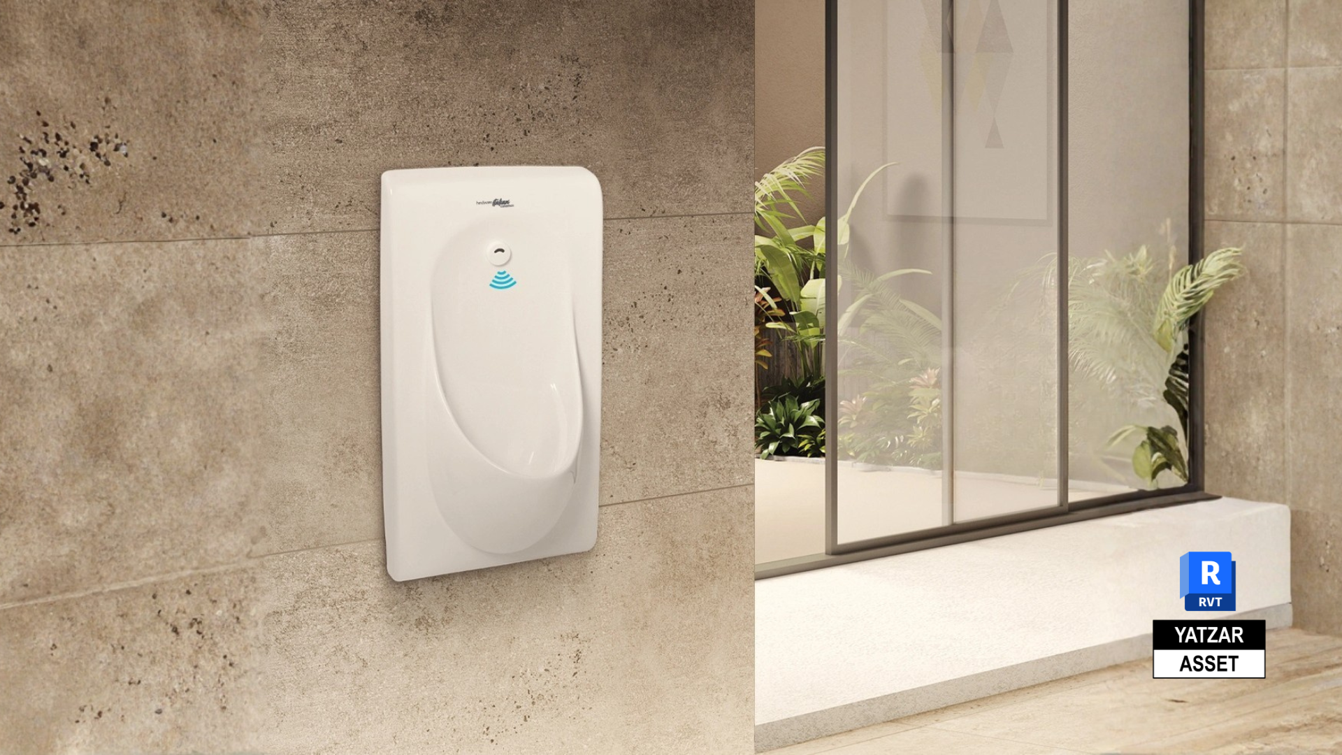Yatzar Asset Hindware | Italian Collection Kango Sensor Urinal - Star White| Revit Model