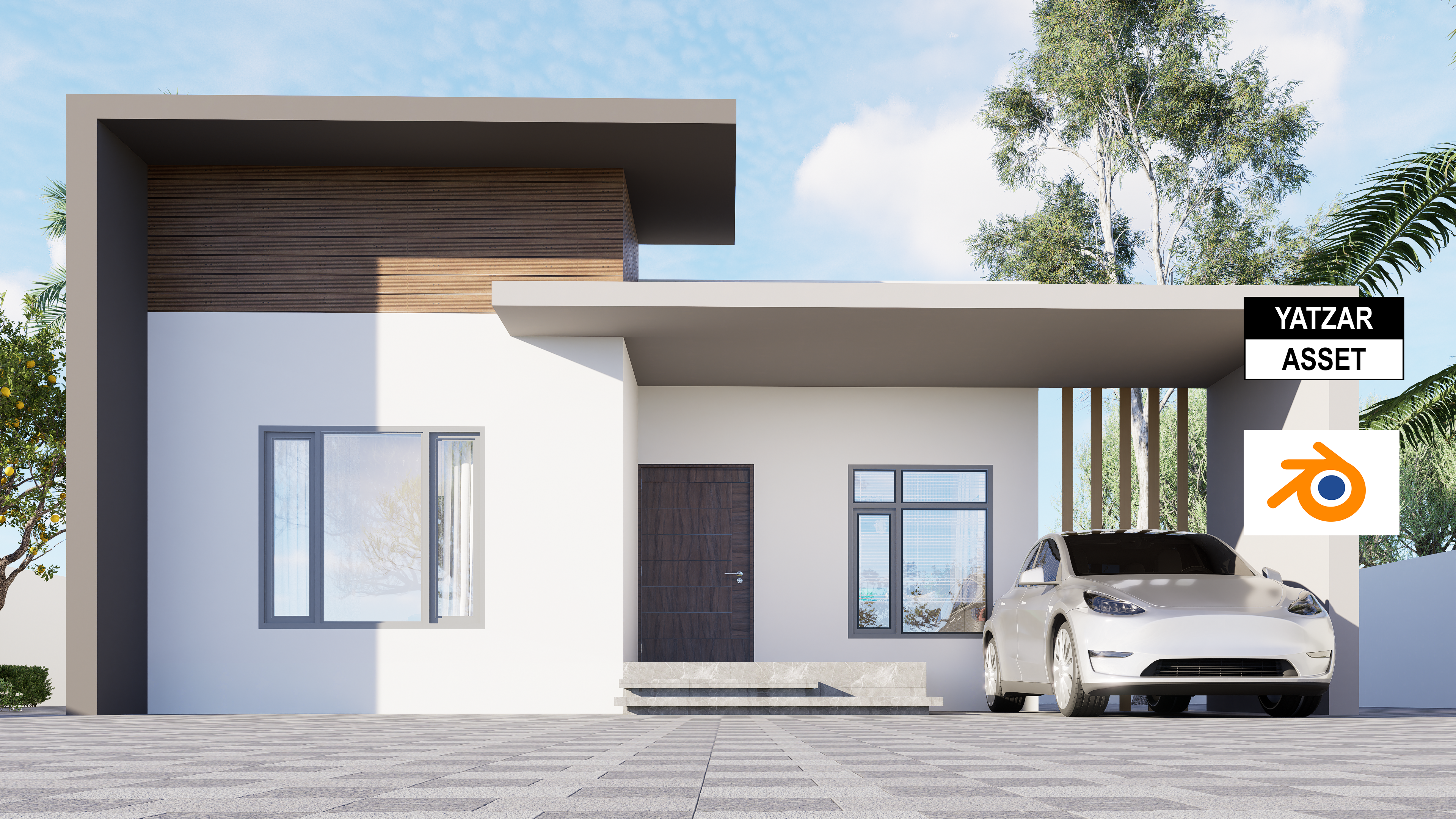 Yatzar Asset | Modern 2BHK House | Blender 3D Model | 1308 sq.ft.
