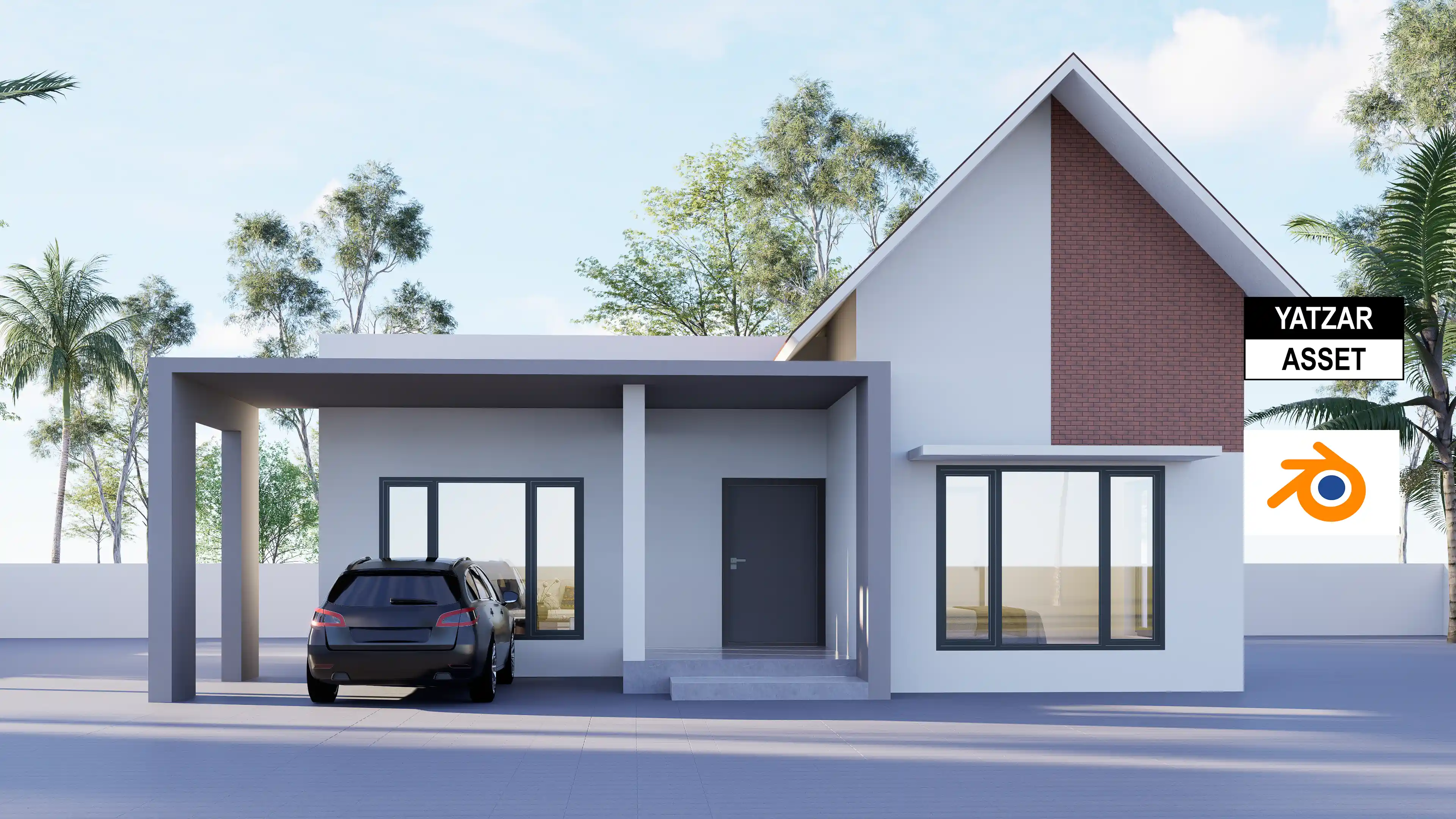 Yatzar Asset Modern 1BHK House | Blender 3D Model | 1177 sq.ft.