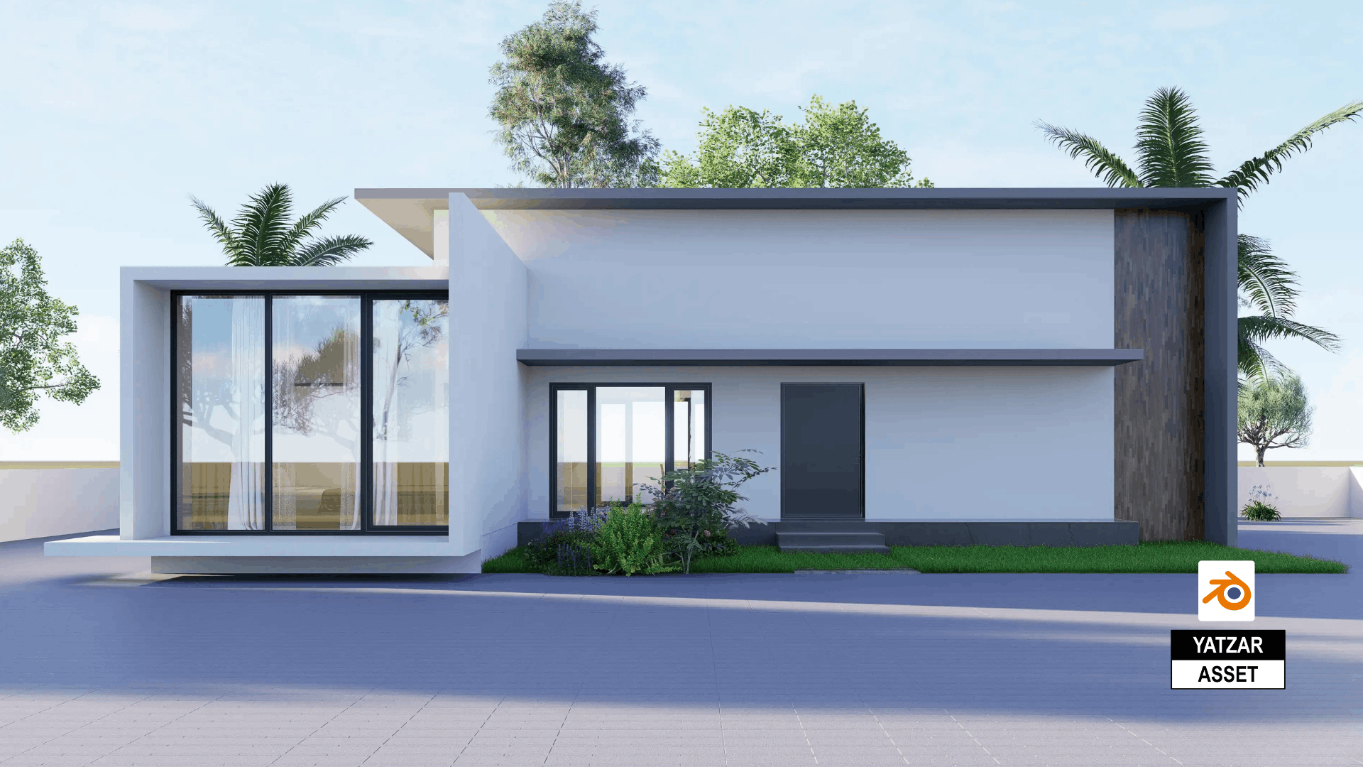Yatzar Asset Modern 1BHK House | Blender 3D Model | 1264 sq.ft.