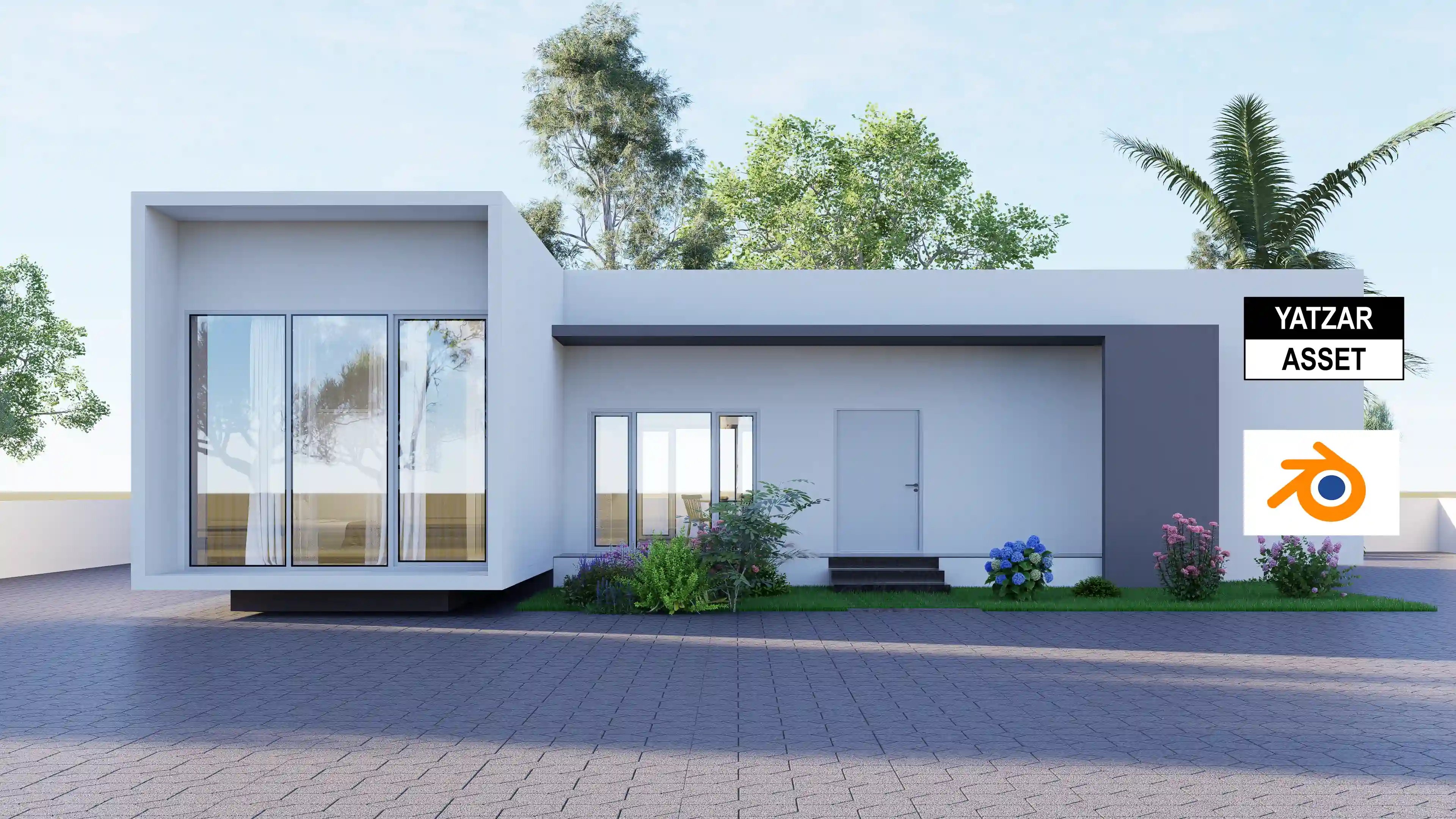 Yatzar Asset Modern 1BHK House | Blender 3D Model | 1264 sq.ft.