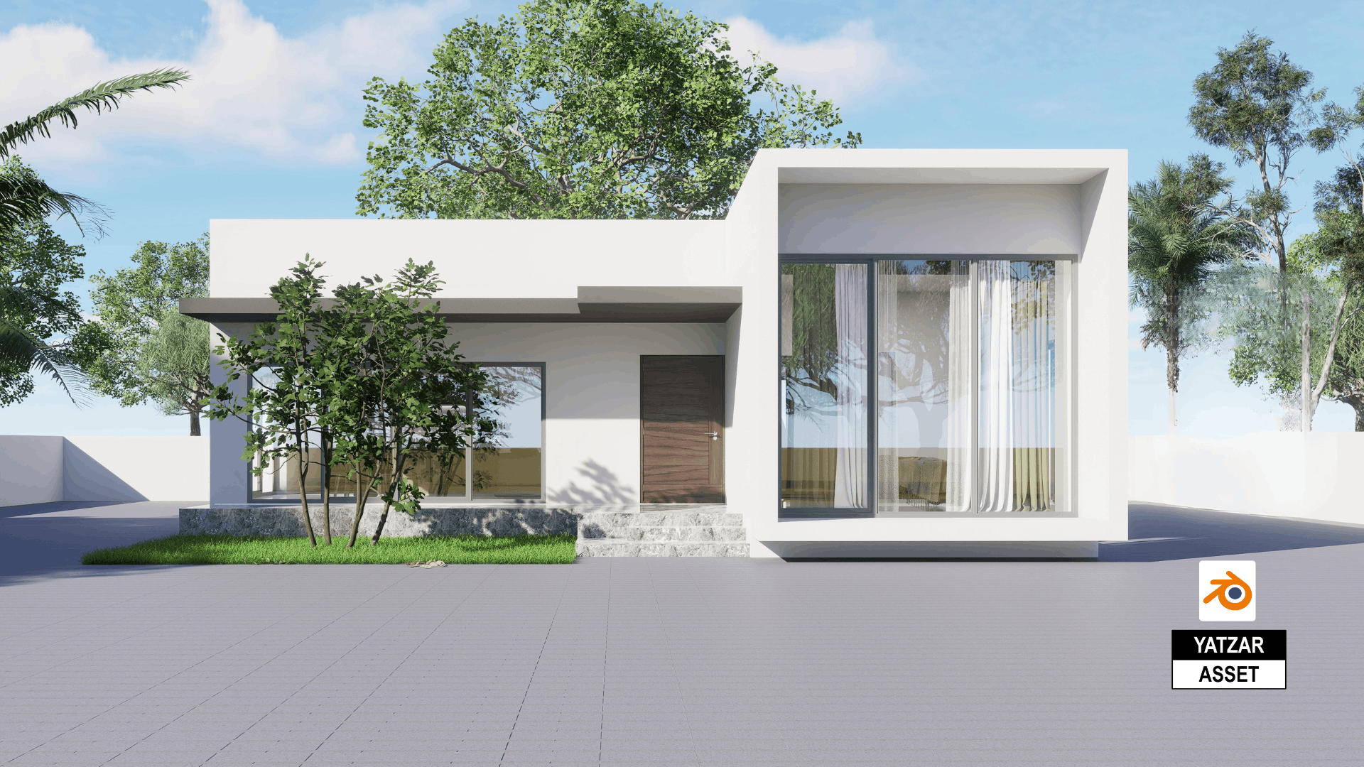 Yatzar Asset Modern 2BHK House | Blender 3D Model | 1161 sq.ft.