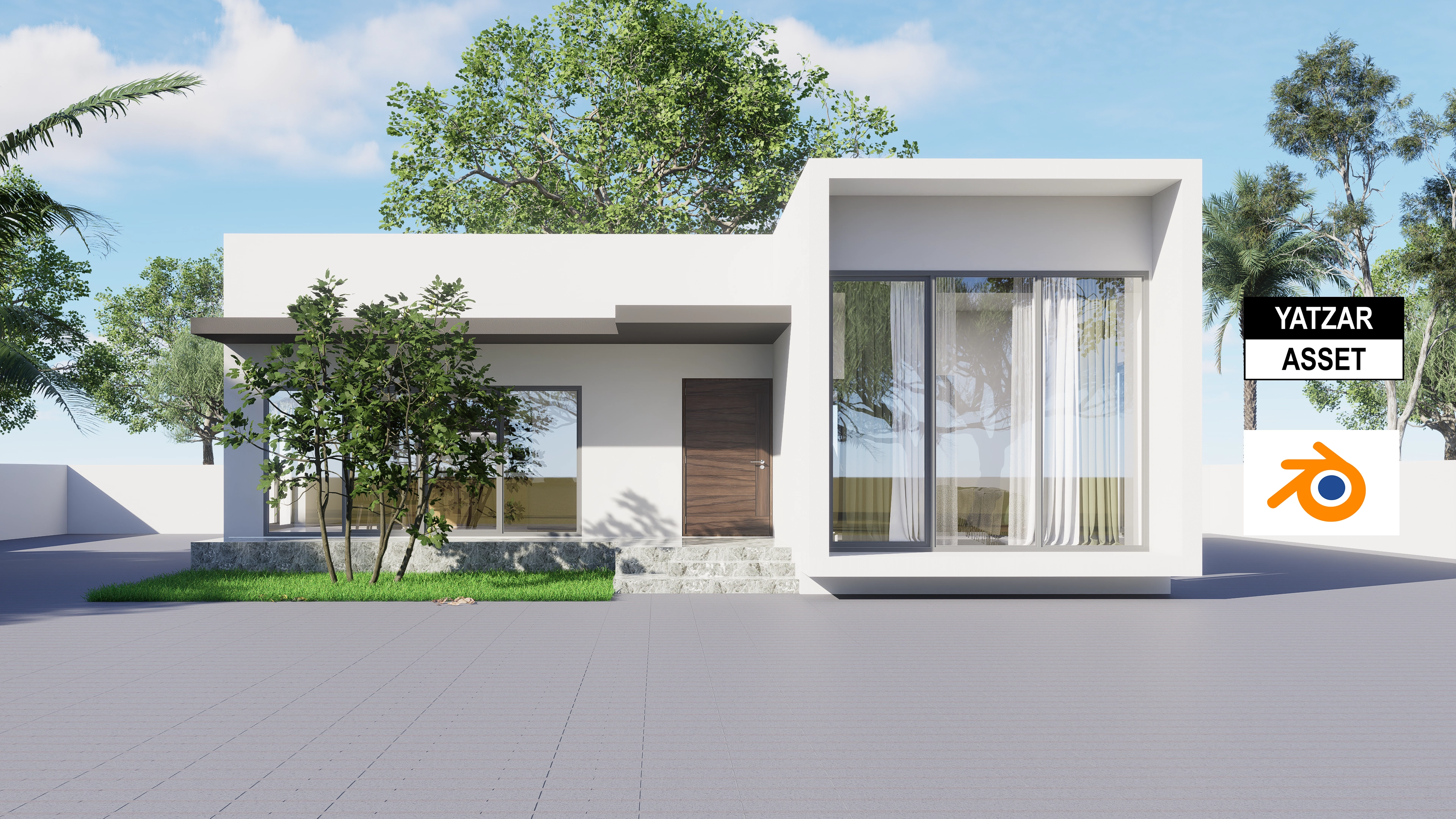 Yatzar Asset Modern 2BHK House | Blender 3D Model | 1161 sq.ft.