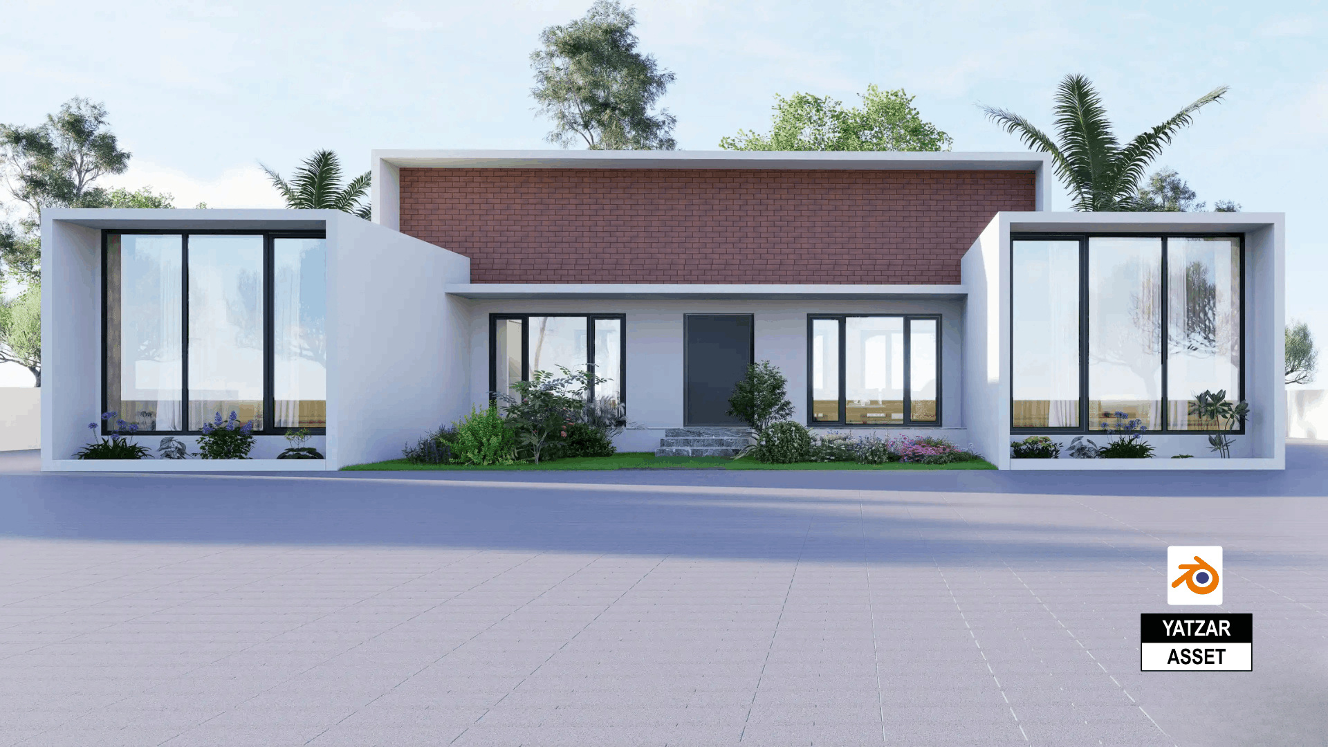 Yatzar Asset Modern 2BHK House | Blender 3D Model | 1539 sq.ft.
