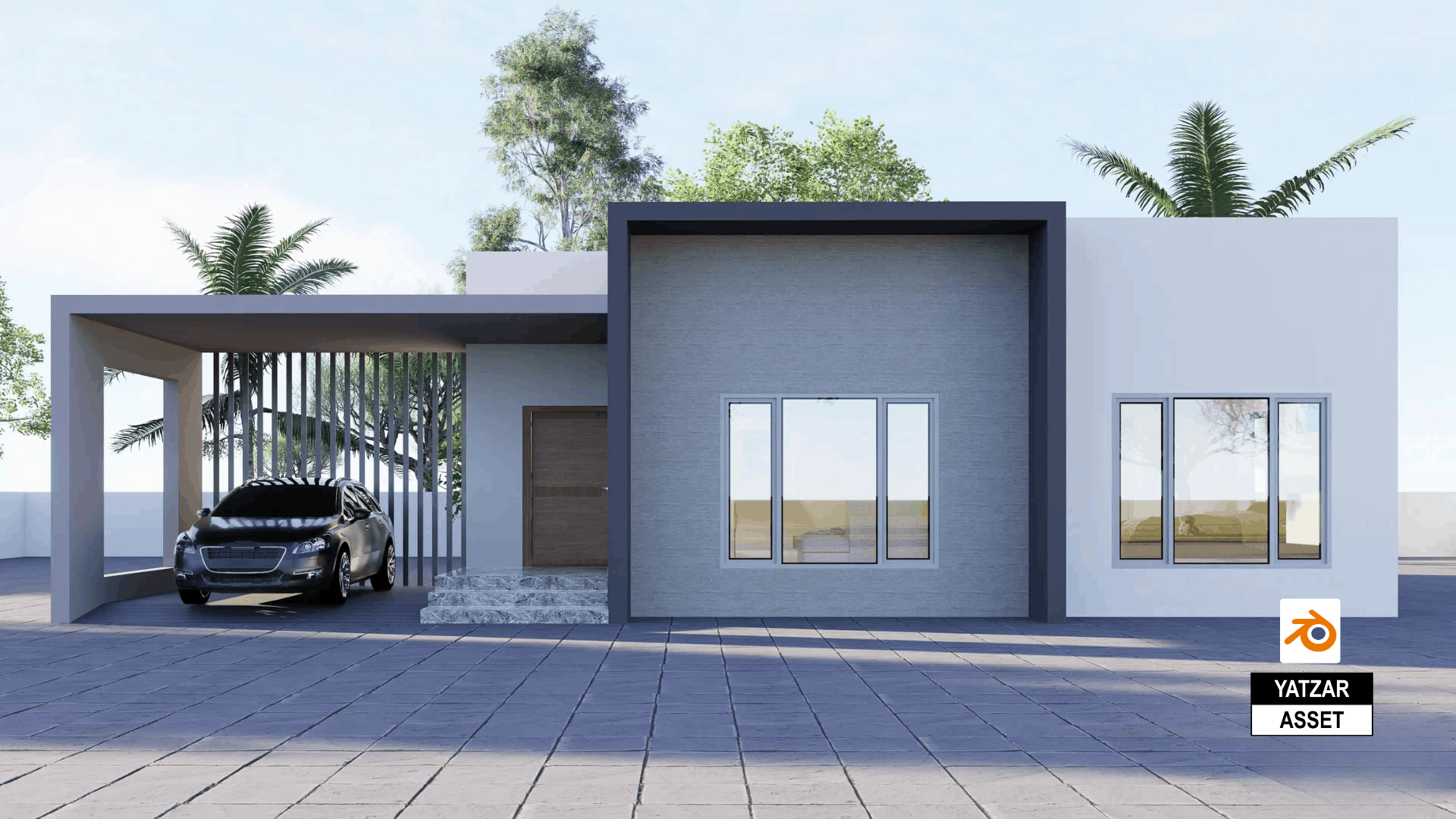 Yatzar Asset Modern 2BHK House | Blender 3D Model | 1700 sq.ft.