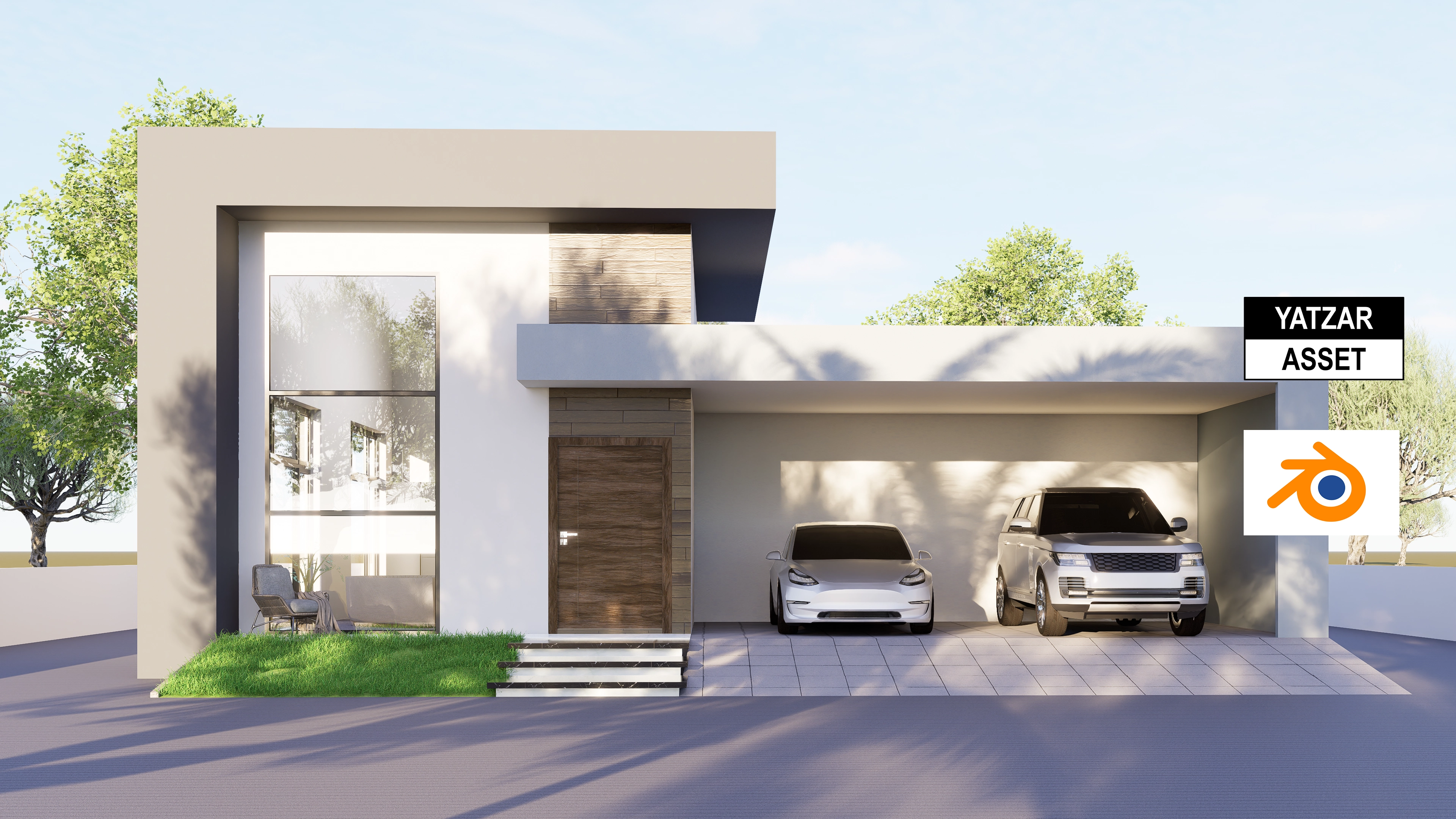 Yatzar Asset Modern 2BHK House | Blender 3D Model | 1815 sq.ft.