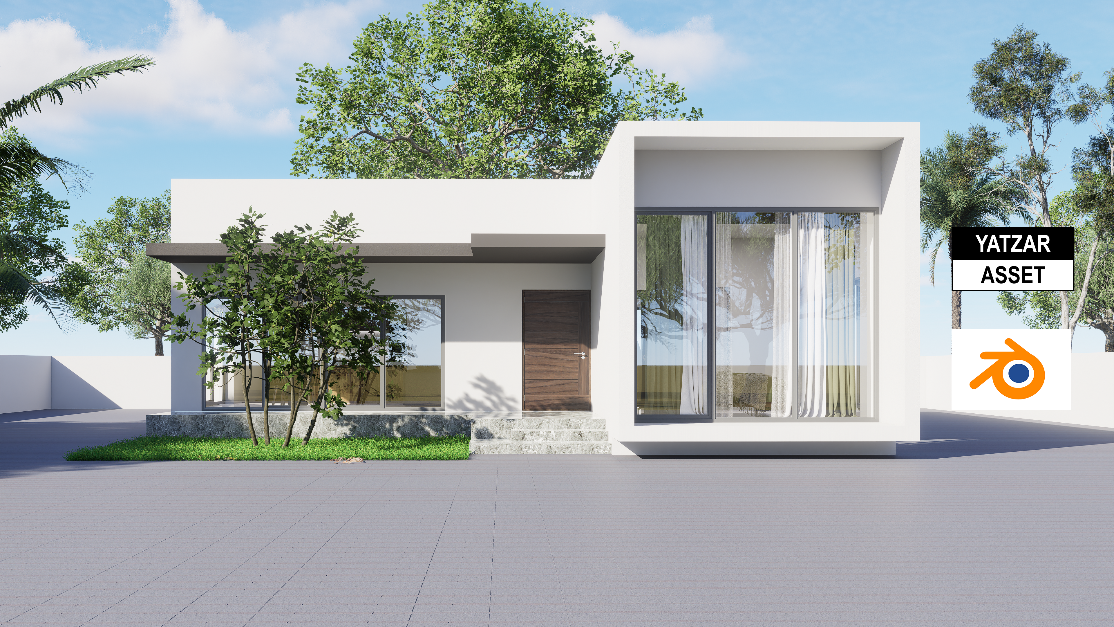 Yatzar Asset | Modern 2BHK House | Blender 3D Model | 1161 sq.ft.